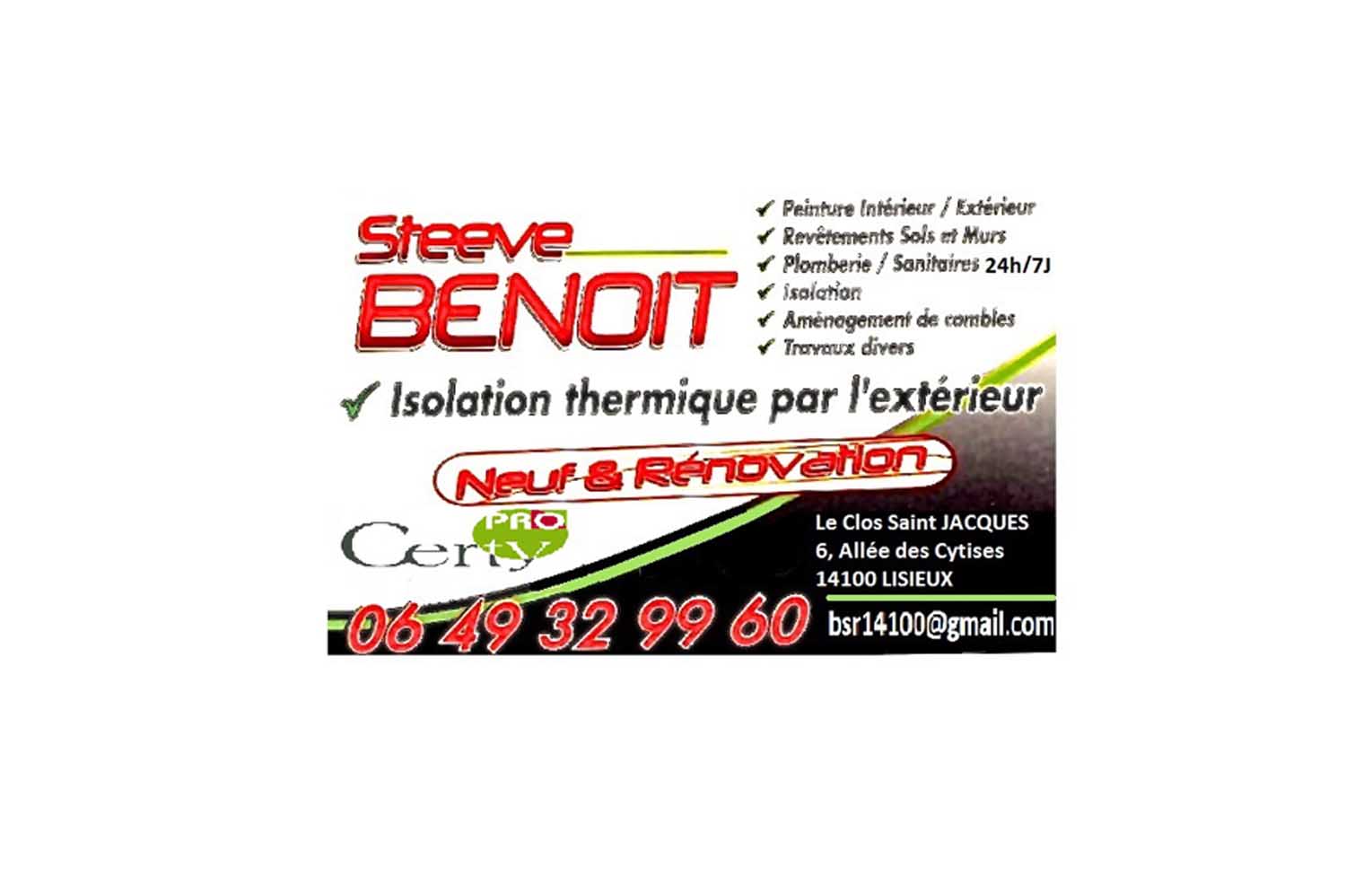 Steeve Benoit isolation thermique lisieux Calvados